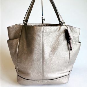 Coach Silver Genuine Leather Tote